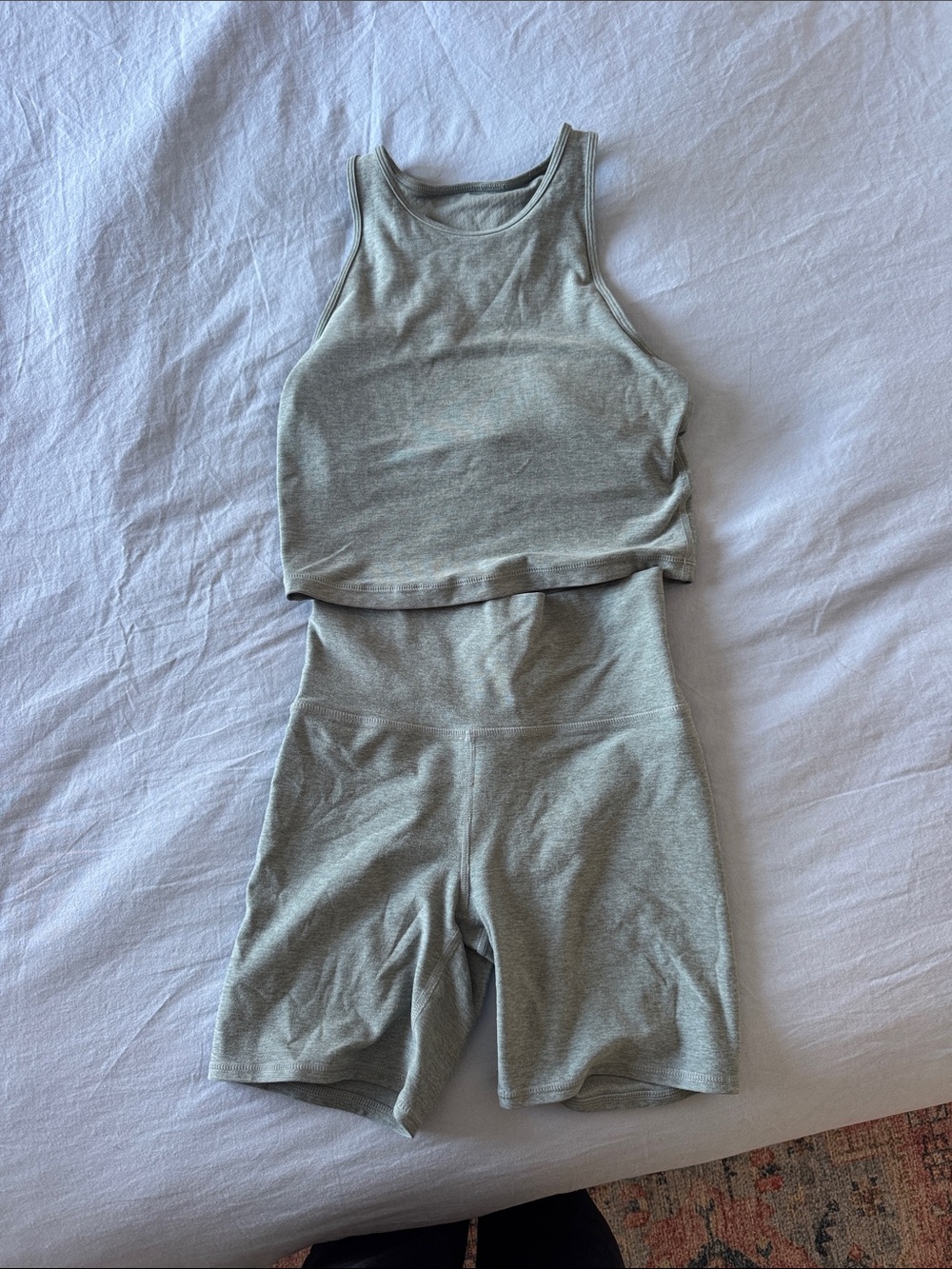Vuori Clean Elevation Heather Blue Plyo Tank & Biker Short